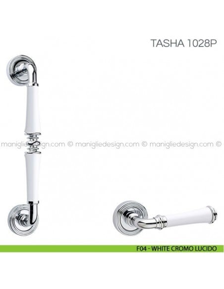 Maniglione in porcellana per porta Tasha Fimet Handles F04 - White Cromo Lucido