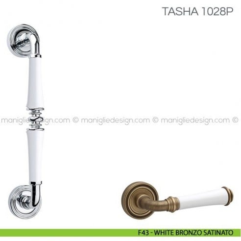 Maniglione in porcellana per porta Tasha Fimet Handles F43 - White Bronzo Satinato
