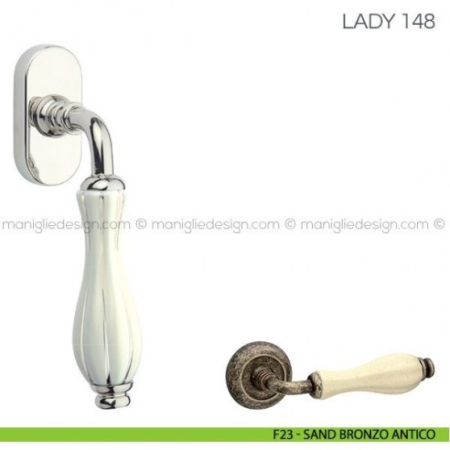 Maniglia in porcellana per finestra martellina DK Lady Fimet Handles F23 - Sand Ottone Antico