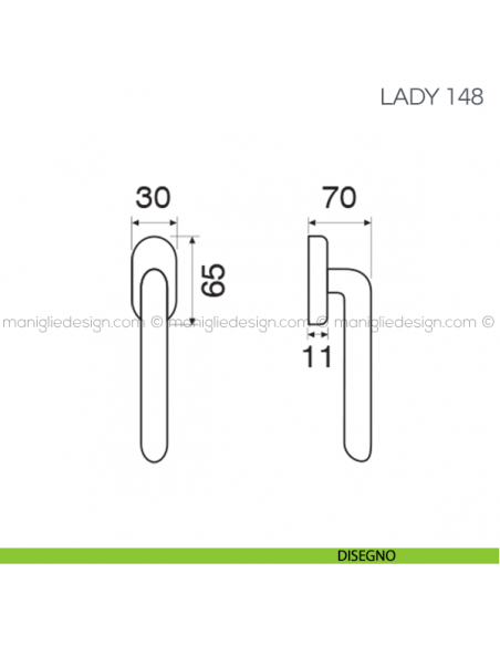 Maniglia in porcellana per finestra martellina DK Lady Fimet Handles disegno