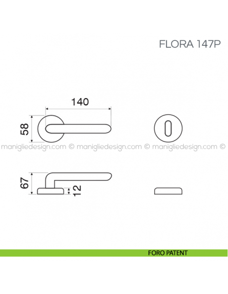 Maniglia in porcellana per porta Flora Fimet Handles foro patent
