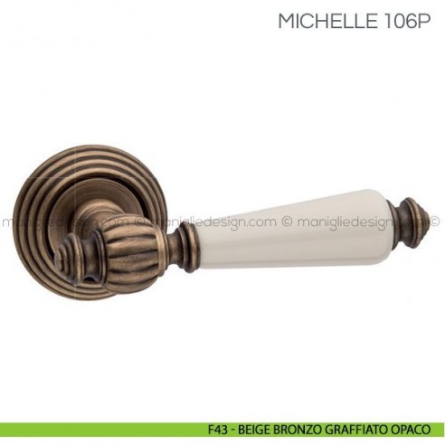Maniglia in porcellana per porta Michelle Fimet Handles F43 - Ottone Graffiato Opaco