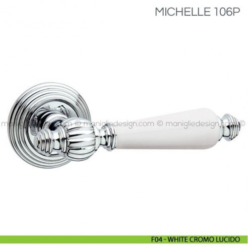 Maniglia in porcellana per porta Michelle Fimet Handles F04 - White Cromo Lucido