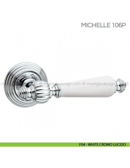 Maniglia in porcellana per porta Michelle Fimet Handles F04 - White Cromo Lucido