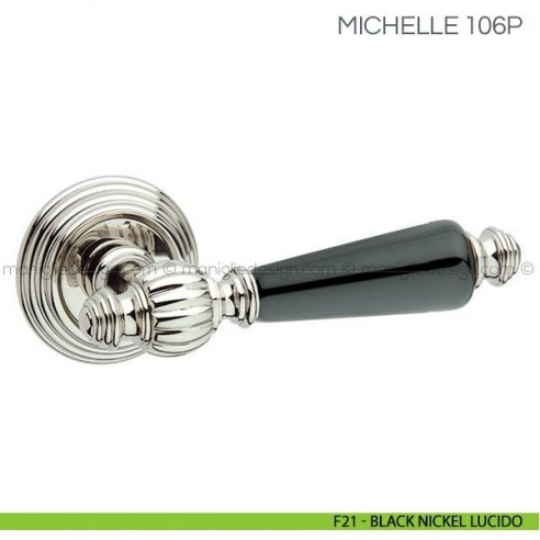 Maniglia in porcellana per porta Michelle Fimet Handles F21 - Black Nickel Lucido