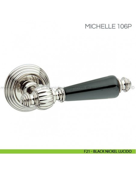 Maniglia in porcellana per porta Michelle Fimet Handles F21 - Black Nickel Lucido