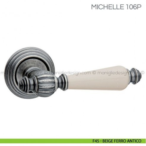 Maniglia in porcellana per porta Michelle Fimet Handles F45 - Beige Ferro Antico