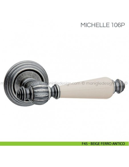 Maniglia in porcellana per porta Michelle Fimet Handles F45 - Beige Ferro Antico