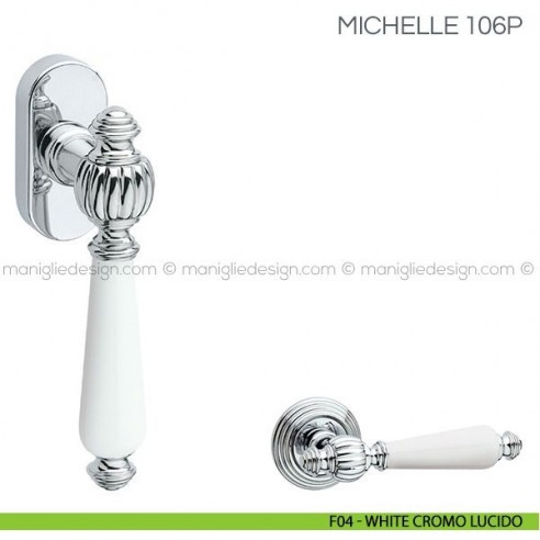 Maniglia con porcellana per finestra martellina DK Michelle Fimet Handles F04 - White Cromo Lucido