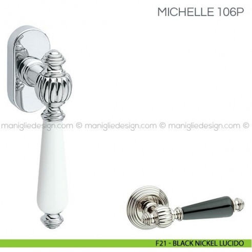 Maniglia con porcellana per finestra martellina DK Michelle Fimet Handles F21 - Black Nickel Lucido