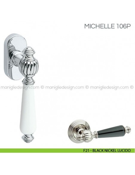 Maniglia con porcellana per finestra martellina DK Michelle Fimet Handles F21 - Black Nickel Lucido