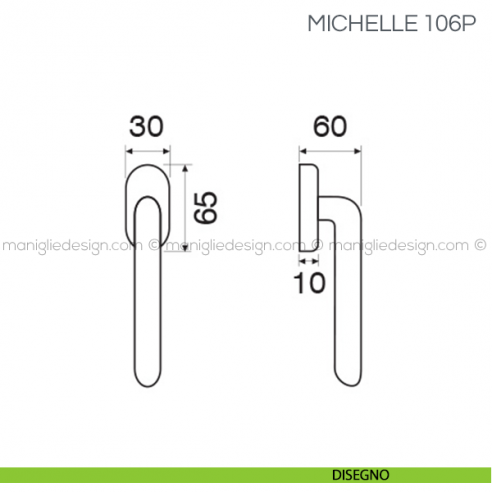 Maniglia con porcellana per finestra martellina DK Michelle Fimet Handles disegno