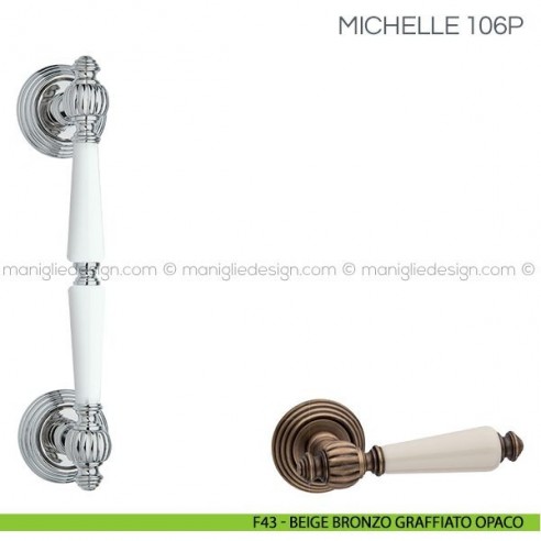 Maniglione in porcellana per porta Michelle Fimet Handles F43 - Beige Bronzo Graffiato Opaco