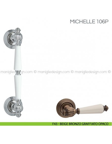 Maniglione in porcellana per porta Michelle Fimet Handles F43 - Beige Bronzo Graffiato Opaco