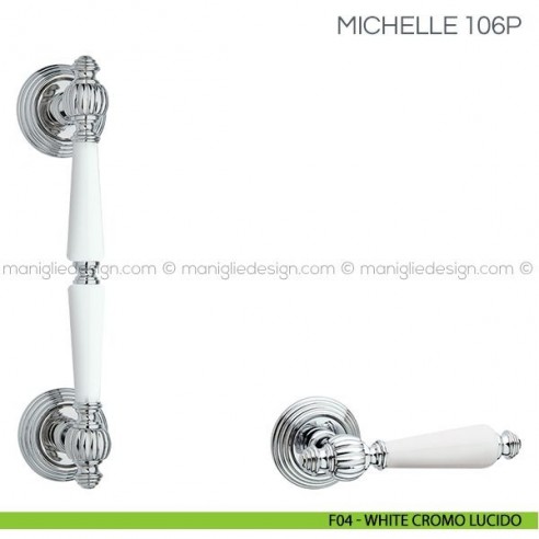 Maniglione in porcellana per porta Michelle Fimet Handles F04 - White Cromo Lucido