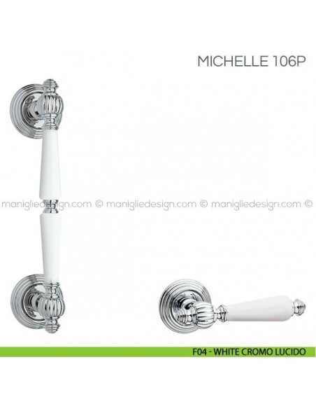 Maniglione in porcellana per porta Michelle Fimet Handles F04 - White Cromo Lucido