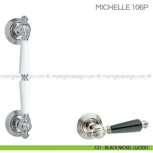 Maniglione in porcellana per porta Michelle Fimet Handles F21 - Black Nickel Lucido