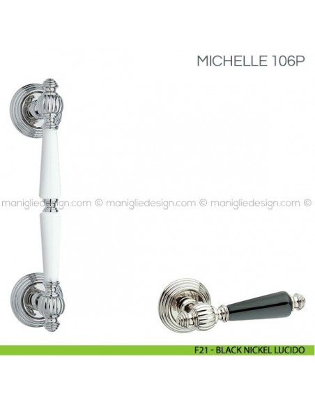 Maniglione in porcellana per porta Michelle Fimet Handles F21 - Black Nickel Lucido