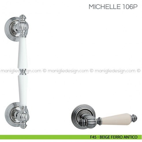 Maniglione in porcellana per porta Michelle Fimet Handles F45 - Beige Ferro Antico