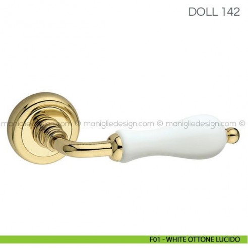 Maniglia in porcellana per porta Doll Fimet Handles F01 - White Ottone Lucido
