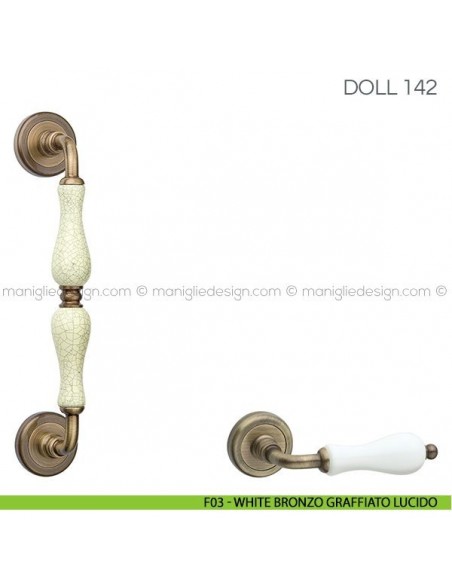 Maniglione in porcellana per porta Doll Fimet Handles F03 - Beige Bronzo Graffiato Lucido