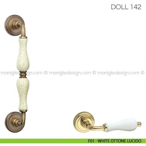 Maniglione in porcellana per porta Doll Fimet Handles F01 - White Ottone Lucido