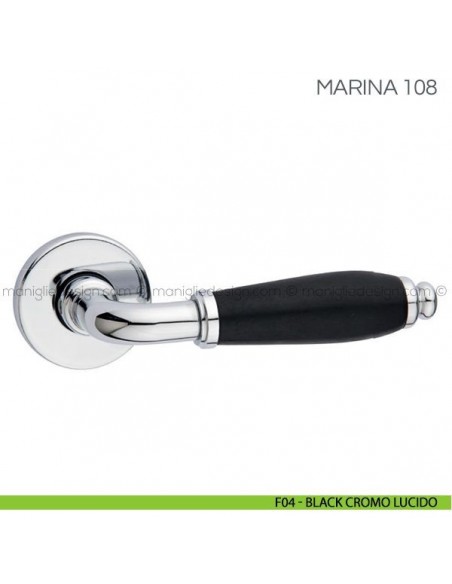 Maniglia con porcellana per porta Marina Fimet Handles F04 - Black Cromo Lucido