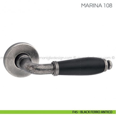 Maniglia con porcellana per porta Marina Fimet Handles F45 - Black Ferro Antico
