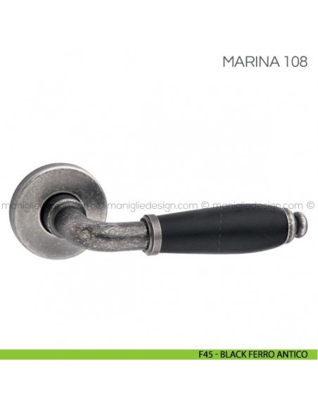 Maniglia con porcellana per porta Marina Fimet Handles F45 - Black Ferro Antico