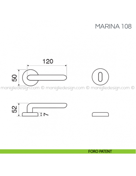 Maniglia con porcellana per porta Marina Fimet Handles foro patent