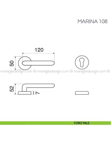 Maniglia con porcellana per porta Marina Fimet Handles foro yale