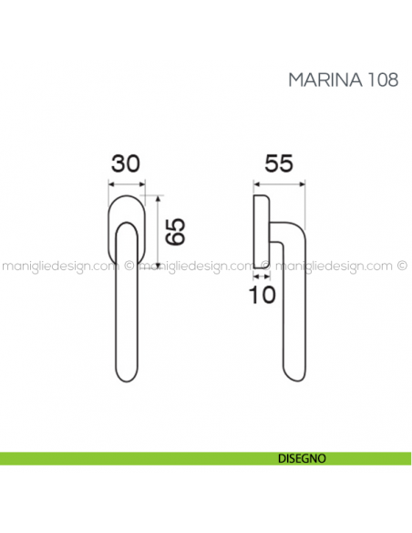 Maniglia in porcellana per finestra martellina DK Marina Fimet Handles disegno