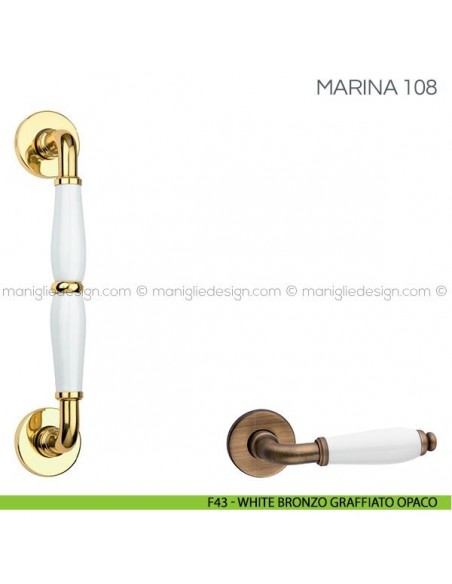 Maniglione con porcellana per porta Marina Fimet Handles F43 - Bronzo Graffiato Opaco