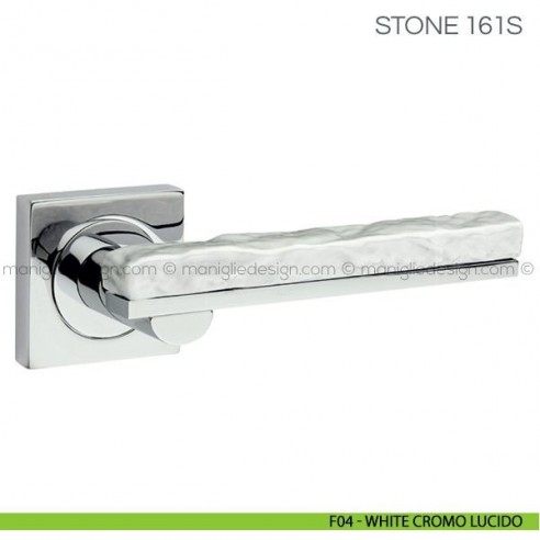 Maniglia con porcellana per porta Stone Fimet Handles F04 - White Cromo Lucido