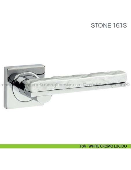 Maniglia con porcellana per porta Stone Fimet Handles F04 - White Cromo Lucido