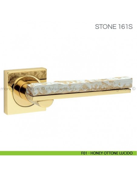 Maniglia con porcellana per porta Stone Fimet Handles F01 - Honey Ottone Lucido