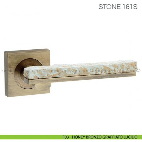 Maniglia con porcellana per porta Stone Fimet Handles F03 - Honey Bronzo Graffiato Lucido