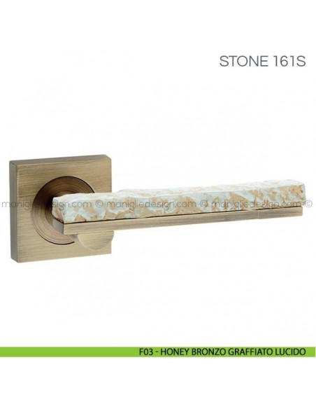 Maniglia con porcellana per porta Stone Fimet Handles F03 - Honey Bronzo Graffiato Lucido