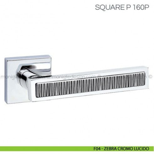 Maniglia con inserto in porcellana per porta Square P Fimet Handles F04 - Zebra Cromo Lucido