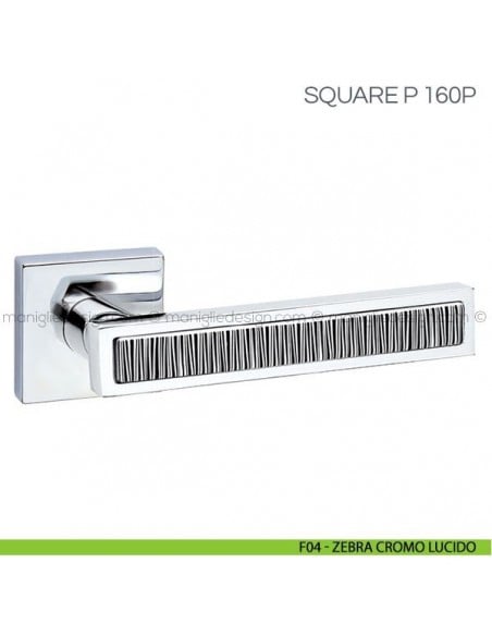 Maniglia con inserto in porcellana per porta Square P Fimet Handles F04 - Zebra Cromo Lucido