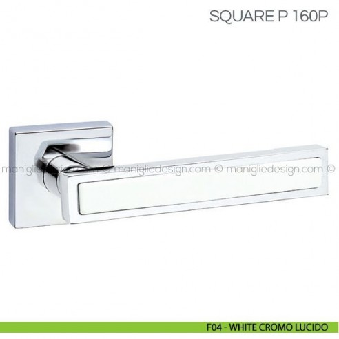 Maniglia con inserto in porcellana per porta Square P Fimet Handles F04 - White Cromo Lucido