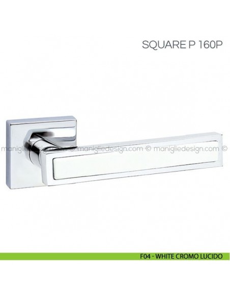 Maniglia con inserto in porcellana per porta Square P Fimet Handles F04 - White Cromo Lucido