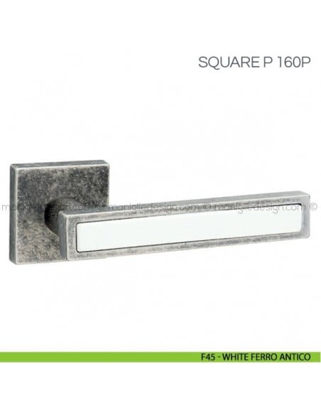 Maniglia con inserto in porcellana per porta Square P Fimet Handles F45 - White Ferro Antico