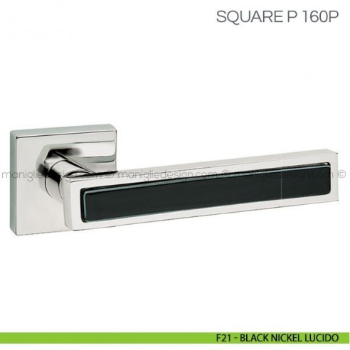 Maniglia con inserto in porcellana per porta Square P Fimet Handles F21 - Black Nickel Lucido