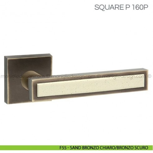 Maniglia con inserto in porcellana per porta Square P Fimet Handles F55 - Sand Bronzo Chiaro/Bronzo Scuro
