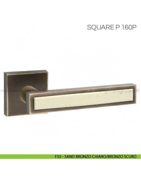 Maniglia con inserto in porcellana per porta Square P Fimet Handles F55 - Sand Bronzo Chiaro/Bronzo Scuro