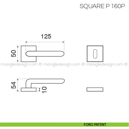 Maniglia con inserto in porcellana per porta Square P Fimet Handles foro patent