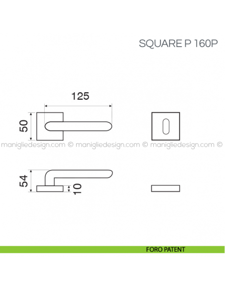Maniglia con inserto in porcellana per porta Square P Fimet Handles foro patent