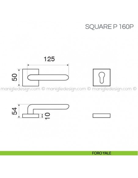 Maniglia con inserto in porcellana per porta Square P Fimet Handles foro yale