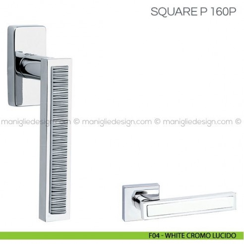 Maniglia con inserto in porcellana per finestra DK Square P Fimet Handles F04 - White Cromo Lucido